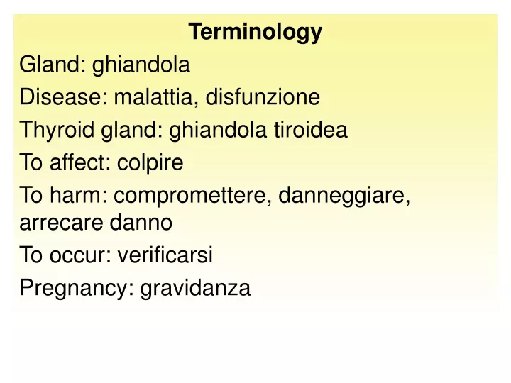 terminology gland ghiandola disease malattia