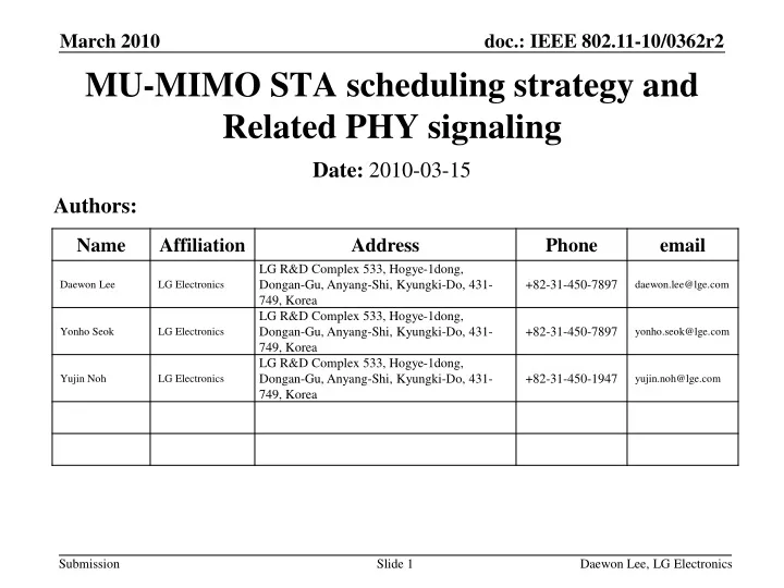 mu mimo sta scheduling strategy and related phy signaling