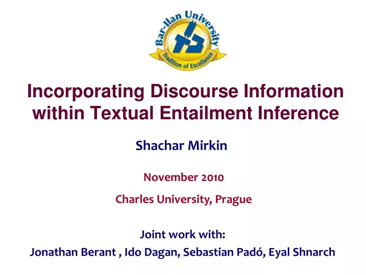 incorporating discourse information within textual entailment inference