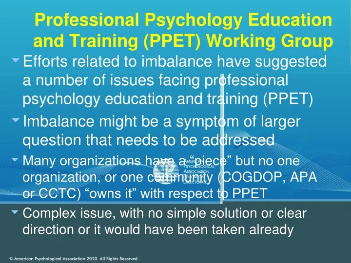 professional psychology education and training ppet working group