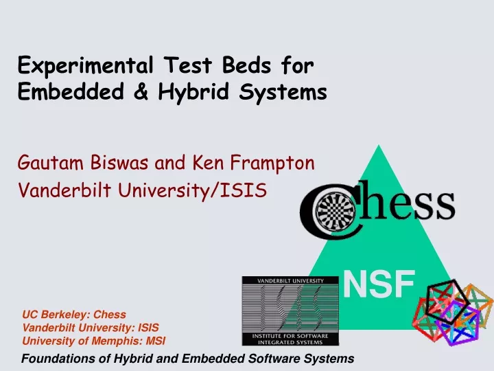 experimental test beds for embedded hybrid systems