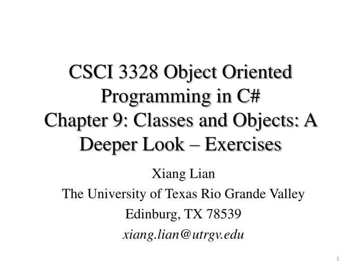 csci 3328 object oriented programming in c chapter 9 classes and objects a deeper look exercises