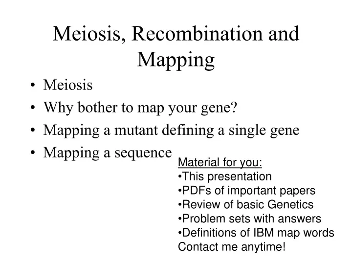 meiosis recombination and mapping