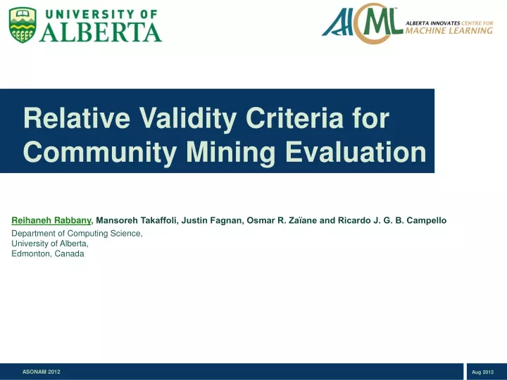 relative validity criteria for community mining evaluation