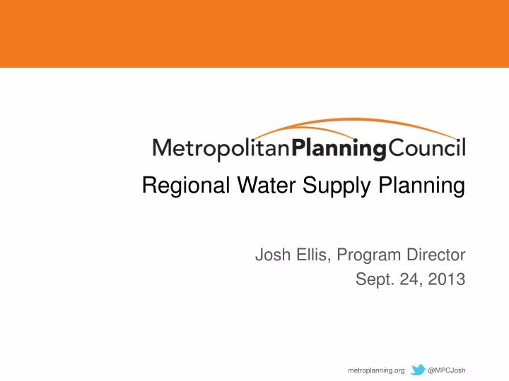 regional water supply planning