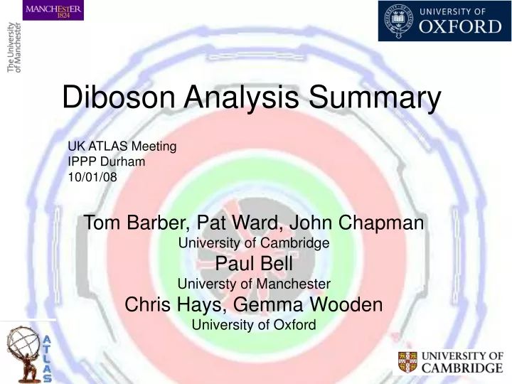 diboson analysis summary