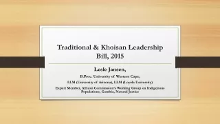 Traditional &amp; Khoisan Leadership Bill, 2015