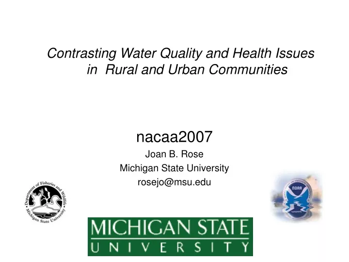 contrasting water quality and health issues