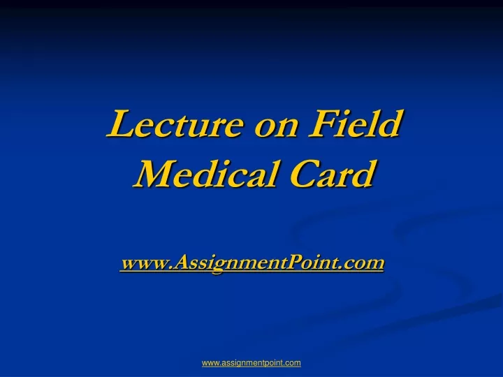 lecture on field medical card