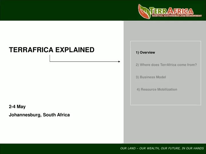 1 overview 2 where does terrafrica come from