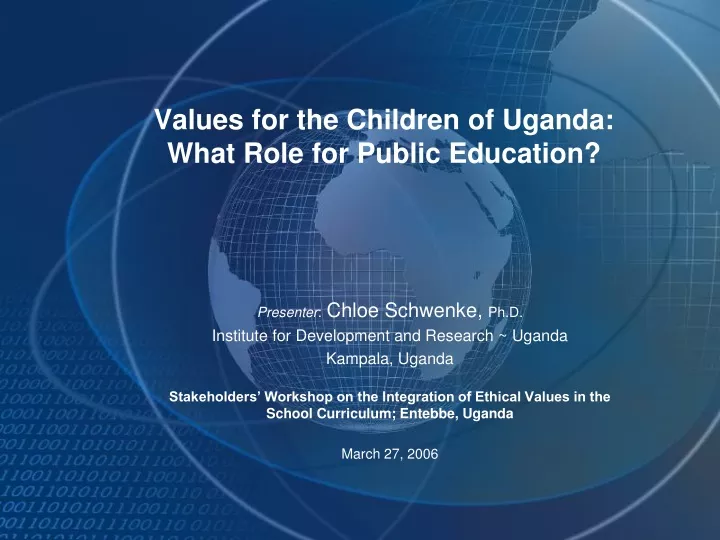 values for the children of uganda what role for public education