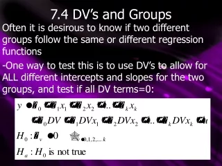7.4 DV’s and Groups