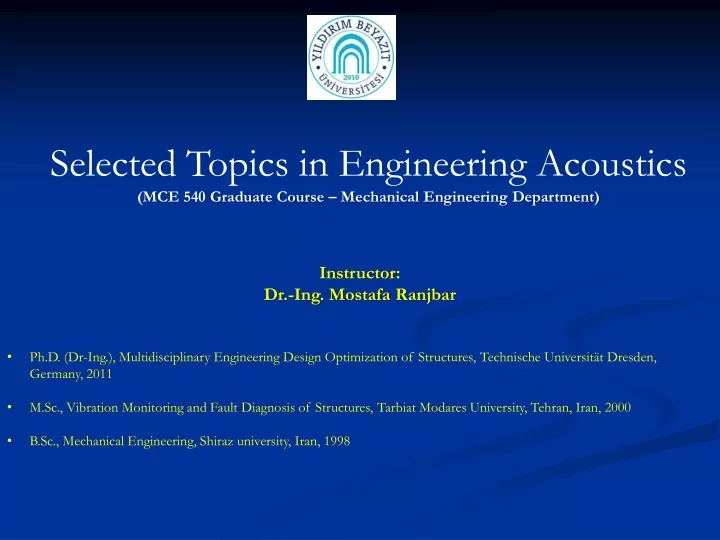 selected topics in engineering acoustics