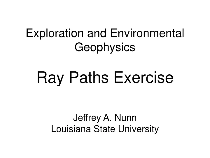 exploration and environmental geophysics