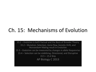 Ch. 15:  Mechanisms of Evolution