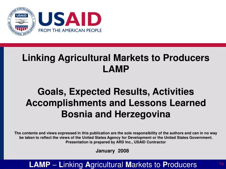 linking agricultural markets to producers lamp