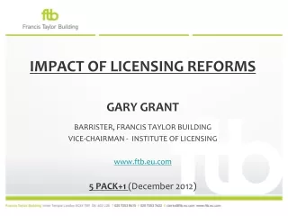 IMPACT OF LICENSING REFORMS