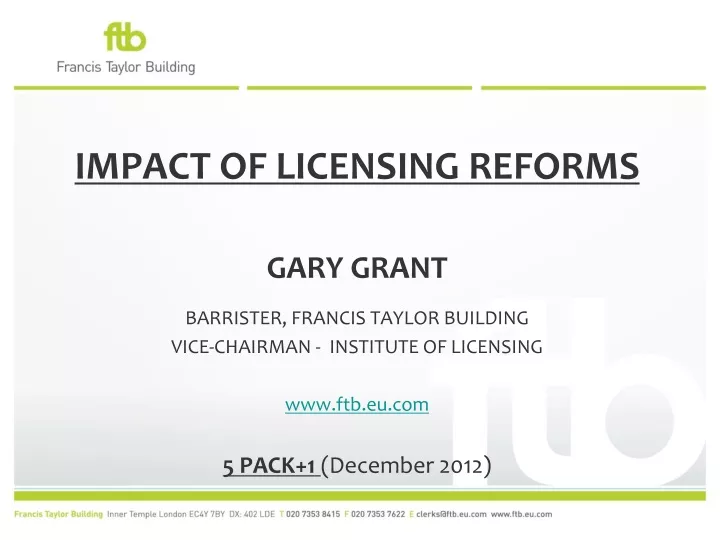 impact of licensing reforms