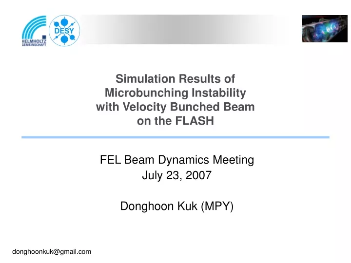 simulation results of microbunching instability with velocity bunched beam on the flash