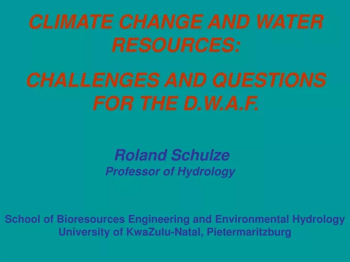 climate change and water resources challenges