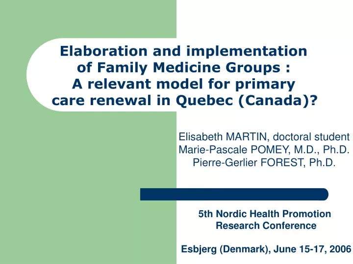 elaboration and implementation of family medicine