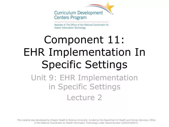 component 11 ehr implementation in specific settings