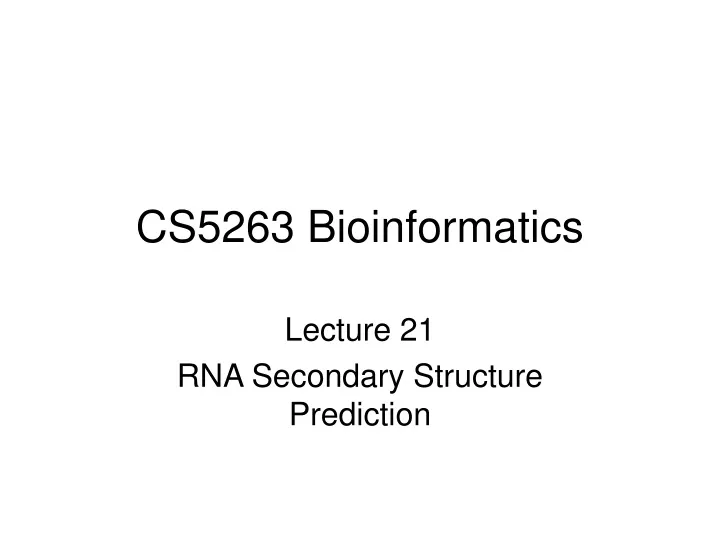 cs5263 bioinformatics