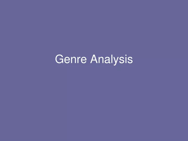 genre analysis