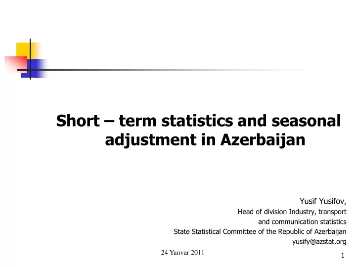 short term statistics and seasonal adjustment