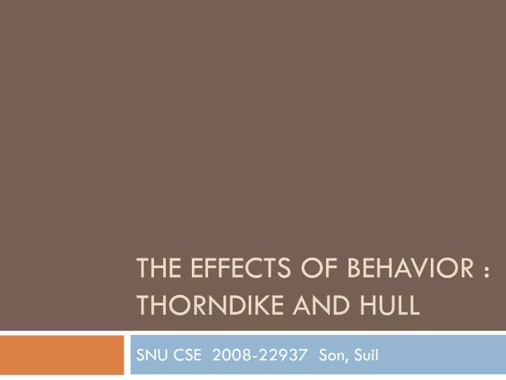 the effects of behavior thorndike and hull