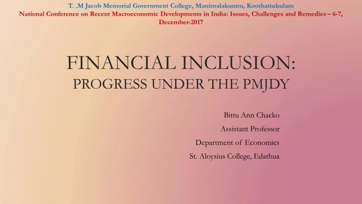 financial inclusion progress under the pmjdy