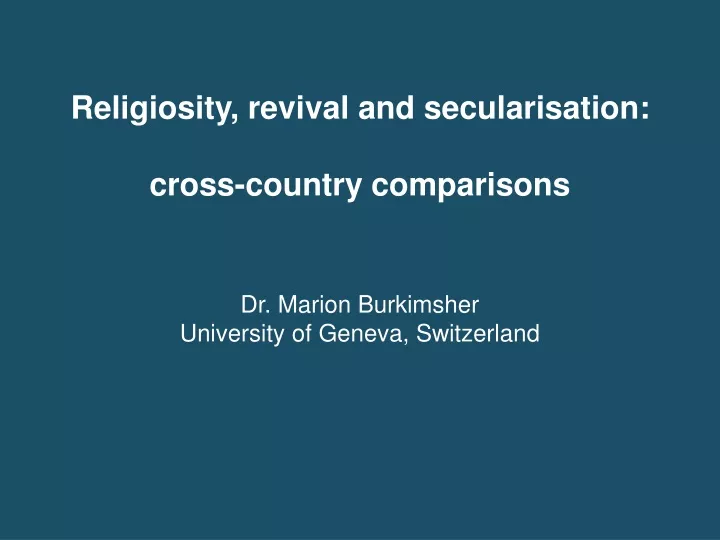 religiosity revival and secularisation cross