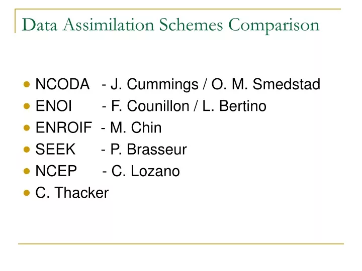 data assimilation schemes comparison