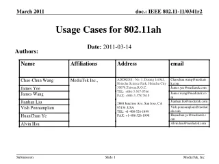 Usage Cases for 802.11ah