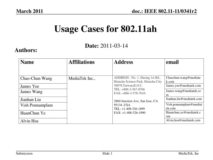 usage cases for 802 11ah