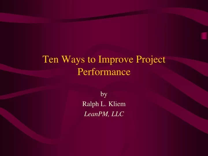 ten ways to improve project performance