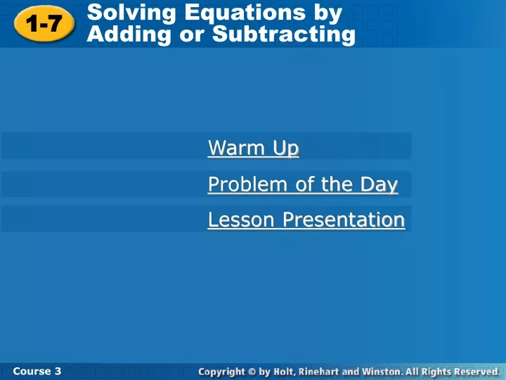 solving equations by adding or subtracting