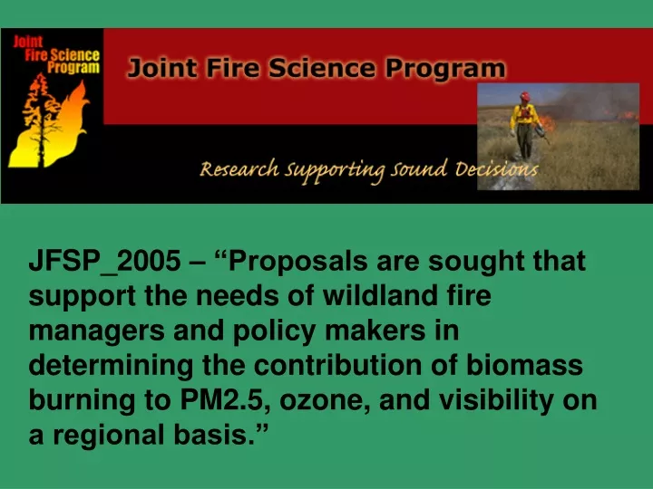 jfsp 2005 proposals are sought that support