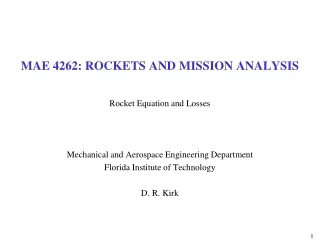 MAE 4262: ROCKETS AND MISSION ANALYSIS