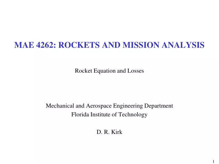 mae 4262 rockets and mission analysis