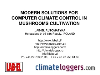 MODERN SOLUTIONS FOR COMPUTER CLIMATE CONTROL IN  MUSHROOMS CULTIVATION