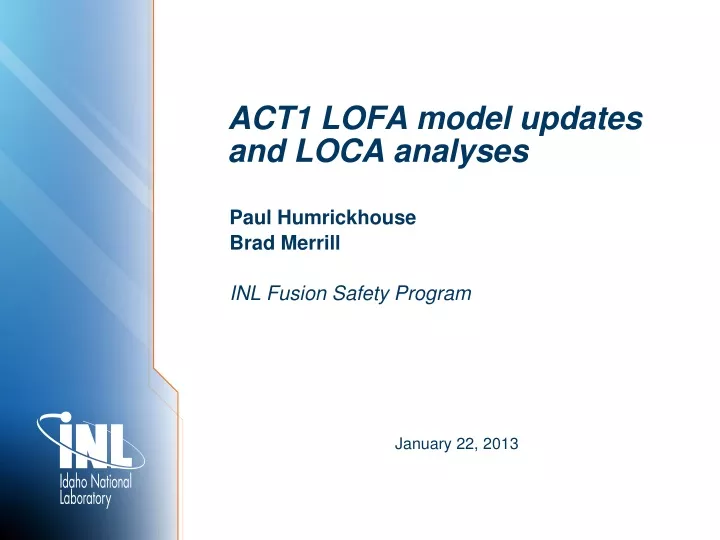 act1 lofa model updates and loca analyses