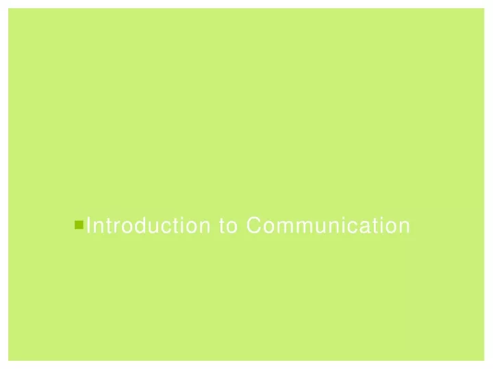 introduction to communication