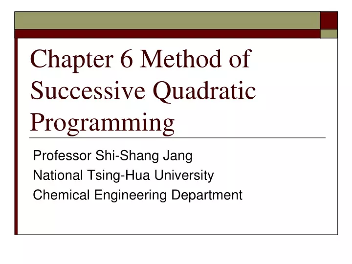 chapter 6 method of successive quadratic programming