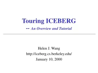 Touring ICEBERG --  An Overview and Tutorial