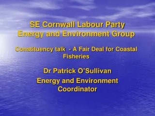 Dr Patrick O’Sullivan Energy and Environment Coordinator