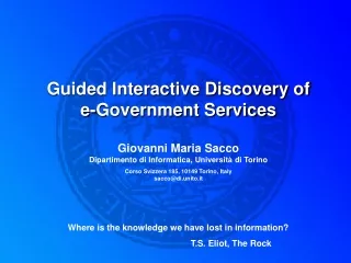 Guided Interactive Discovery of  e-Government Services