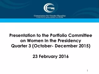 presentation to the portfolio committee on women