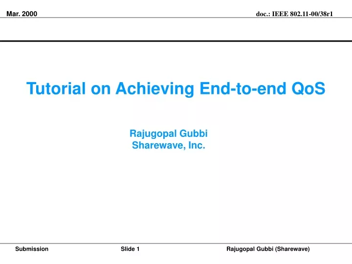tutorial on achieving end to end qos