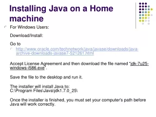 Installing Java on a Home machine